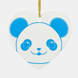 Ornamento De Cerâmica Urso Panda de Kawaii Azul
