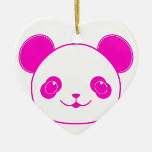 Ornamento De Cerâmica Urso Panda de Kawaii Rosa