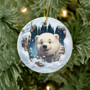 Ornamento De Cerâmica Urso Polar 3D Personalizado