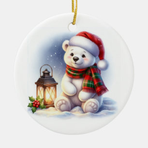 Ornamento De Cerâmica Urso Polar de Natal