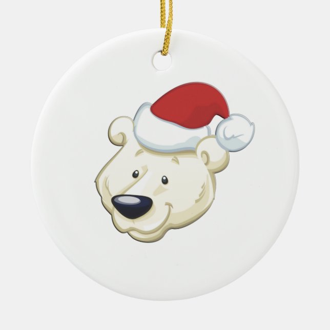 Ornamento De Cerâmica Urso Polar de Natal (Frente)