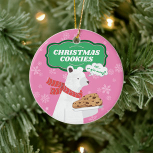 Ornamento De Cerâmica Urso polar engraçado biscoitos de Natal personali