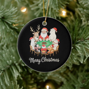 Ornamento De Cerâmica Urso Polar Pinguim Rena Sorteando Poker