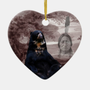 Ornamento De Cerâmica Urso preto indiano nativo americano
