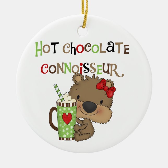 Ornamento De Cerâmica Urso quente da menina de ChocolateConoisseur (Frente)