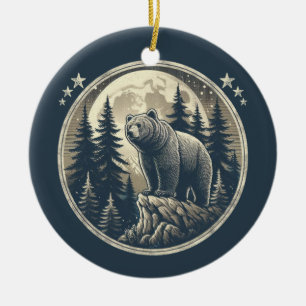 Ornamento De Cerâmica Urso selvagem clássico/vegetativo