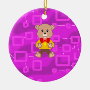 Ornamento De Cerâmica Urso Teddy com Gravata Espaçonave Fofo