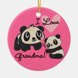 Ornamento De Cerâmica Ursos de panda eu amo a avó