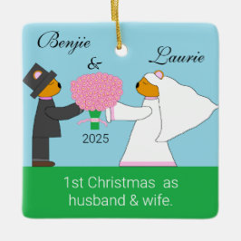 Ornamento De Cerâmica Ursos de Teddy Casando-se