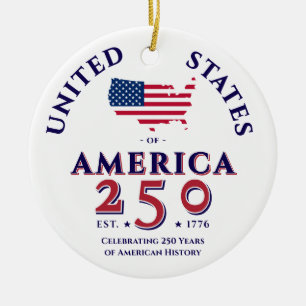 Ornamento De Cerâmica US 250 Patriotic Keepsaokit Gift dos Estados Unido