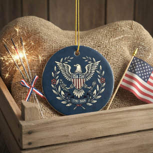 Ornamento De Cerâmica USA 250 Motivo Patriótico Águia Heritage Marinha I