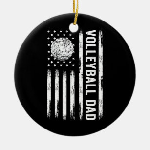 Ornamento De Cerâmica USA Flag Volleyball Dad Volleyball Game Day Vibes