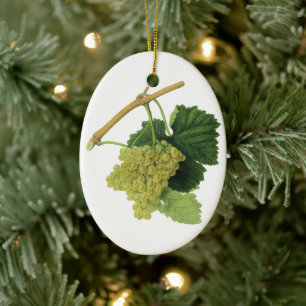 Ornamento De Cerâmica Uvas de vinho branco na vinha, Fruta de Comida de