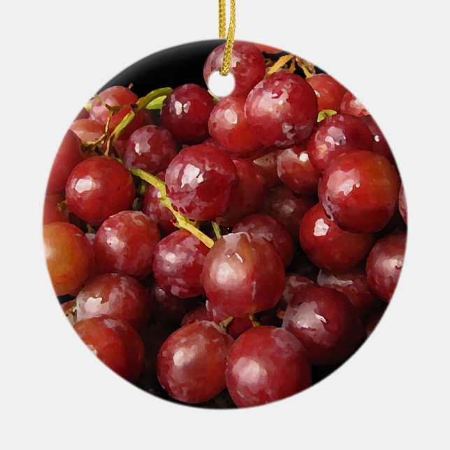 Ornamento De Cerâmica Uvas vermelhas (Frente)