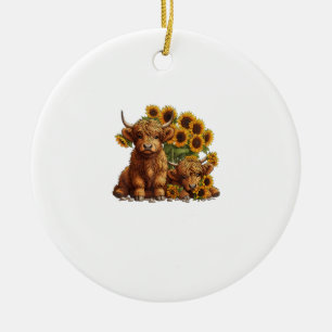 Ornamento De Cerâmica Vaca cultivada escocesa de raça branca Dia de as m
