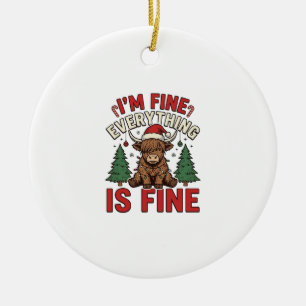 Ornamento De Cerâmica Vaca das Terras Altas Natal Fino Estou Bem Tudo Eu