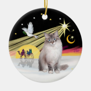 Ornamento De Cerâmica Vaca de Natal - Gato Ragdoll (Lynx Colorpiont)