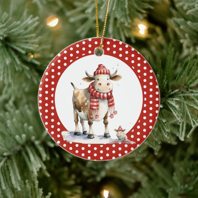 Ornamento De Cerâmica Vaca de Natal Pun  (Árvore)