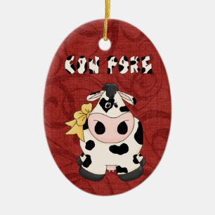 Ornamento De Cerâmica Vaca do CowPoke do país da coleção do Natal