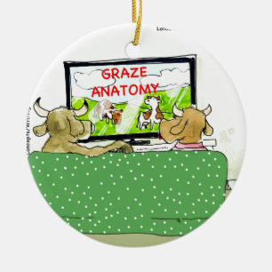 Ornamento De Cerâmica Vaca Mostra Cartografia Engraçada