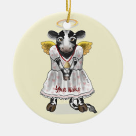Ornamento De Cerâmica Vaca Sagrada Anjo