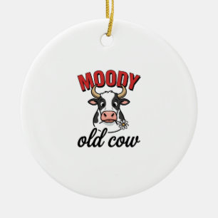 Ornamento De Cerâmica Vaca Velha Mal-Humorada Camisa Vintage Engraçada d