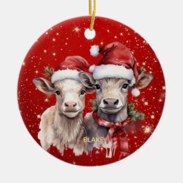Ornamento De Cerâmica Vacas bonitas - Natal personalizado para recém-nas