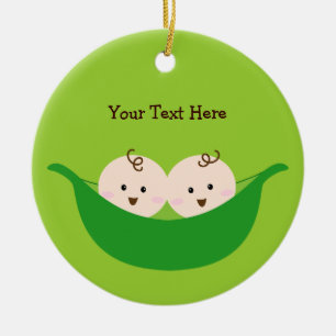 Ornamento De Cerâmica Vagens de ervilha gêmeos (customizáveis)