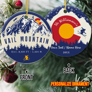 Ornamento De Cerâmica Vail Mountain Colorado Flag - Sunset Ski Souvenir