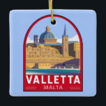 Ornamento De Cerâmica Valletta Malta Viagem Vintage Art<br><div class="desc">Design de arte vetorial de La Valetta. A cidade murada foi fundada nos anos 1500 numa península pelos Cavaleiros das Ruas. É conhecido por museus,  palácios e grandes igrejas.</div>