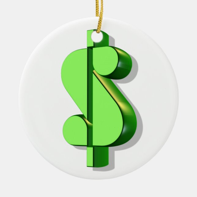 Ornamento De Cerâmica valor e sucesso do sinal de dólar (Frente)