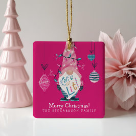 Ornamento De Cerâmica Vamos Fica Muito Divertido Luzes De Natal Gnomo