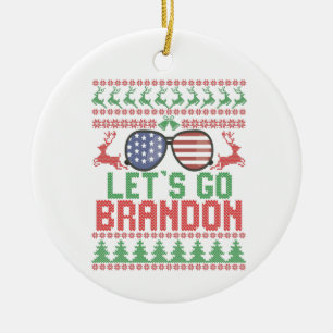Ornamento De Cerâmica Vamos Go Brandon Engraçado Suéter de Natal Feio