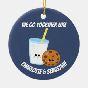 Ornamento De Cerâmica Vamos juntos como leite e biscoitos personalizados