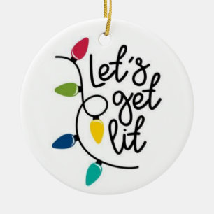 ORNAMENTO DE CERÂMICA VAMOS RECEBER NATAL LIT/MERRY LIGADO DE VOLTA