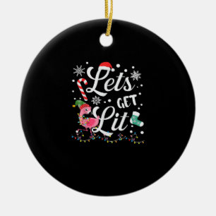 Ornamento De Cerâmica Vamos Sai Adulto Flamingo Engraçado Natal