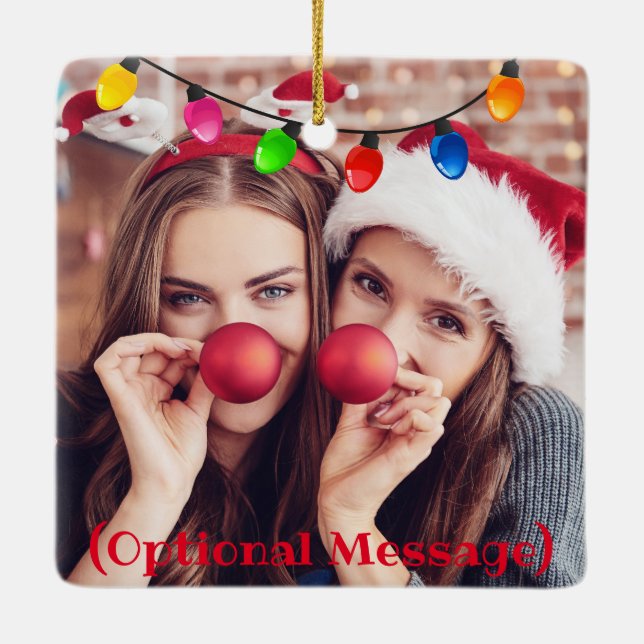 Ornamento De Cerâmica Vamos Sair (adicionar sua foto) Luzes de Natal Ce (Verso)