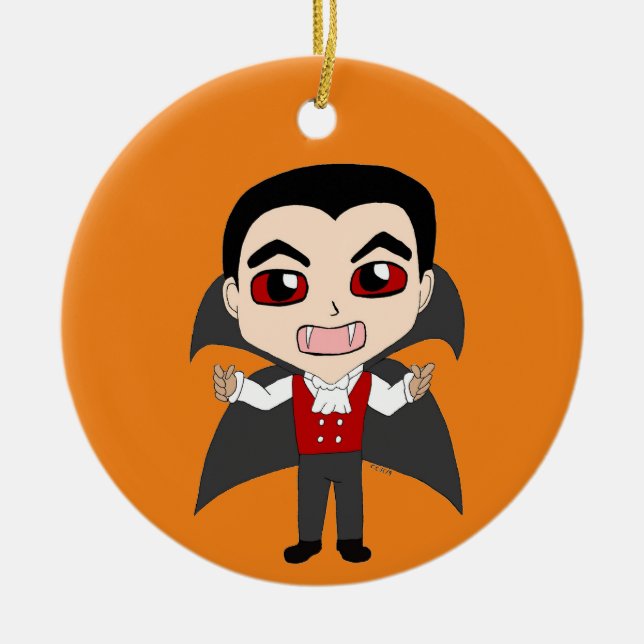 Ornamento De Cerâmica vampiro de chibi (Frente)