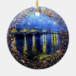 Ornamento De Cerâmica Van Gogh art, Starry Night sobre o Rhone,