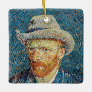 Ornamento De Cerâmica Van Gogh - Autorretrato com um chapéu de feltro de