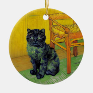 Ornamento De Cerâmica Van Gogh Black Cat