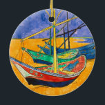 Ornamento De Cerâmica Van Gogh Boats Impressionism Beach<br><div class="desc">Por Vincent Van Gogh - esta famosa pintura impressionista de barcos chama-se Boats na Praia de Saintes-Maries. É uma pintura de aquarela colorida e linda de Vincent Van Gogh.</div>