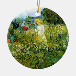 Ornamento De Cerâmica Van Gogh; Marguerite Gachet em Jardim, Arte Vintag