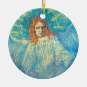 Ornamento De Cerâmica Van Gogh; Meia figura de um anjo, arte do vintage