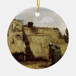 Ornamento De Cerâmica Van Gogh, Mulher Camponesa Cavando, Frente de Algo