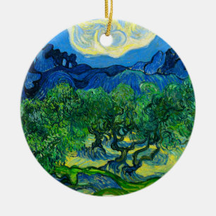 Ornamento De Cerâmica Van Gogh Olive Trees em Paisagem Montanhosa