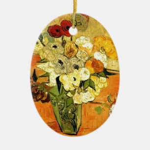 Ornamento De Cerâmica Van Gogh Pintando Flores Fantasiosas Flores Vinhas