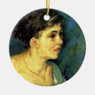 Ornamento De Cerâmica Van Gogh, Retrato de Mulher em Azul, Arte Antiga