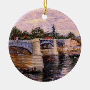 Ornamento De Cerâmica Van Gogh Rio Sena com Pont del Grande Jette