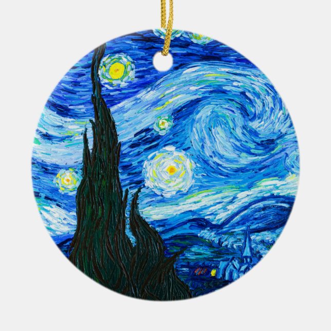 Ornamento De Cerâmica Van Gogh Starry Night (Frente)